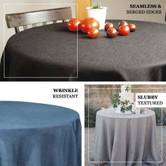 Faux Linen 108" Round Tablecloth White - Slubby Textured & Wrinkle Resistant for Banquets and Receptions