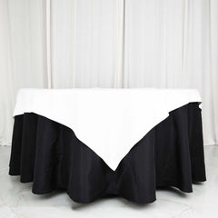 100% Cotton 54"x54" Table Overlay Square Tablecloth White Linen - Sophisticated, Soft & Breathable Fabric Table Topper