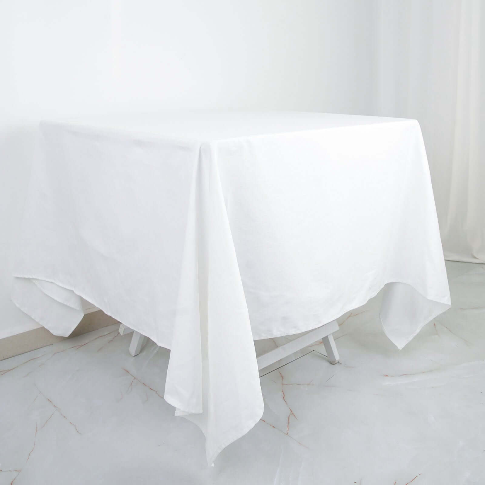 100% Cotton 70"x70" Table Overlay Square Tablecloth White Linen - Sophisticated, Soft & Breathable Fabric Table Cover