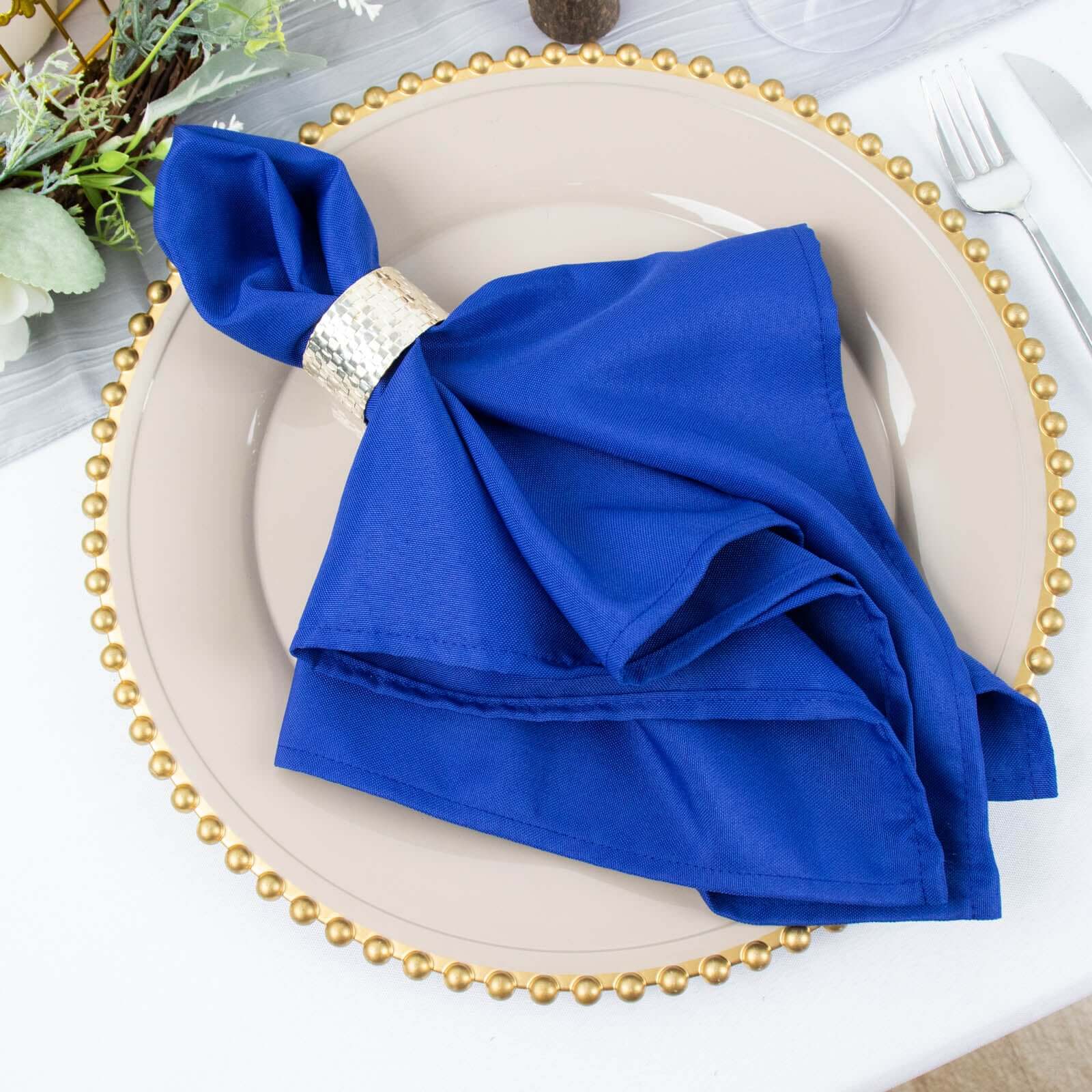 5 Pack Premium Polyester 20"x20" Napkins Royal Blue - Wrinkle-Resistant & Durable Dinner Napkins