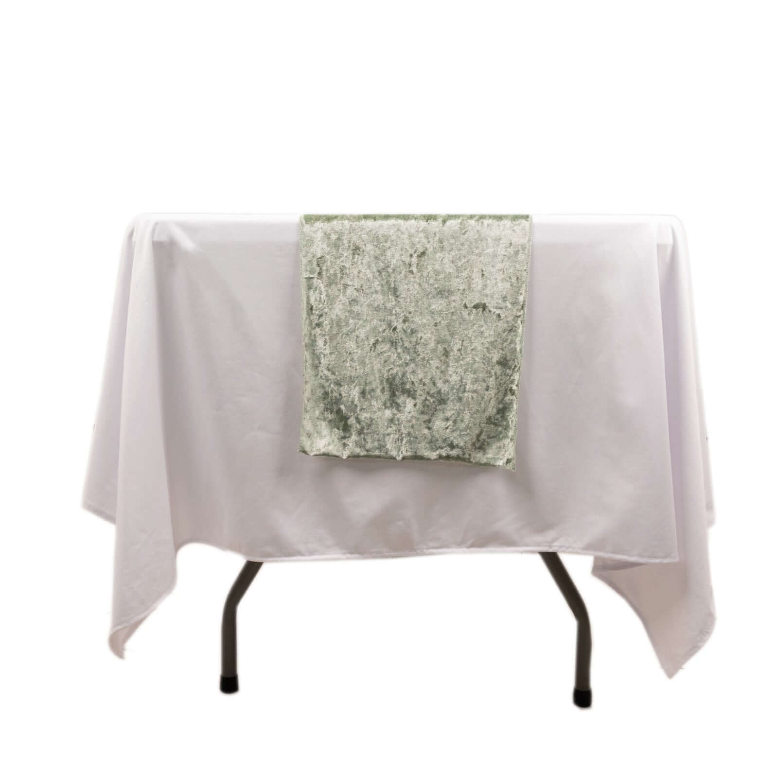 Premium Crushed Velvet 12"x108" Table Runner Sage Green - Soft & Wrinkle-Resistant Table Linen