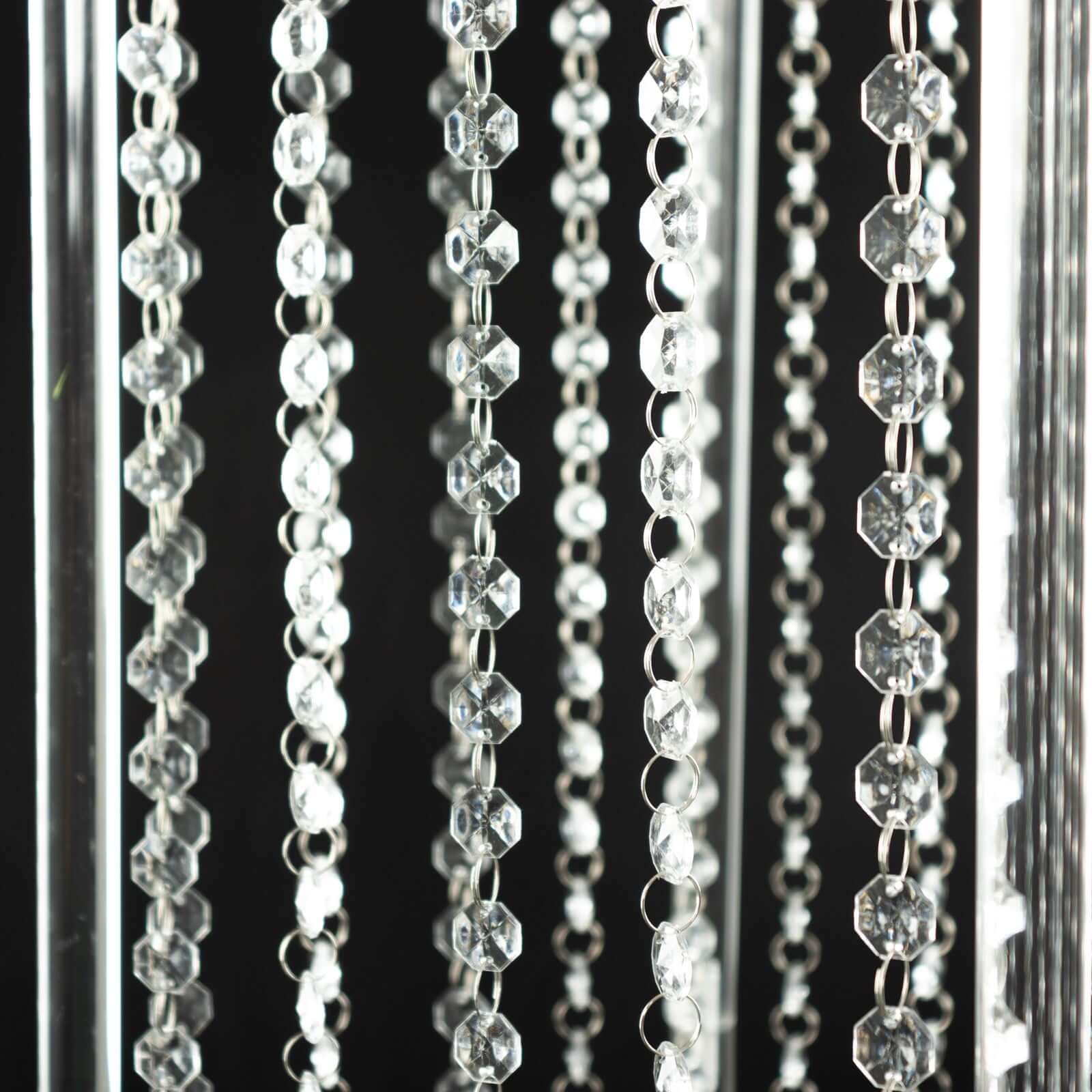 Acrylic Flower Pedestal Vase Pillar Stand with Crystal Beads Clear - Durable Wedding Floor Centerpiece for Large Displays 48"