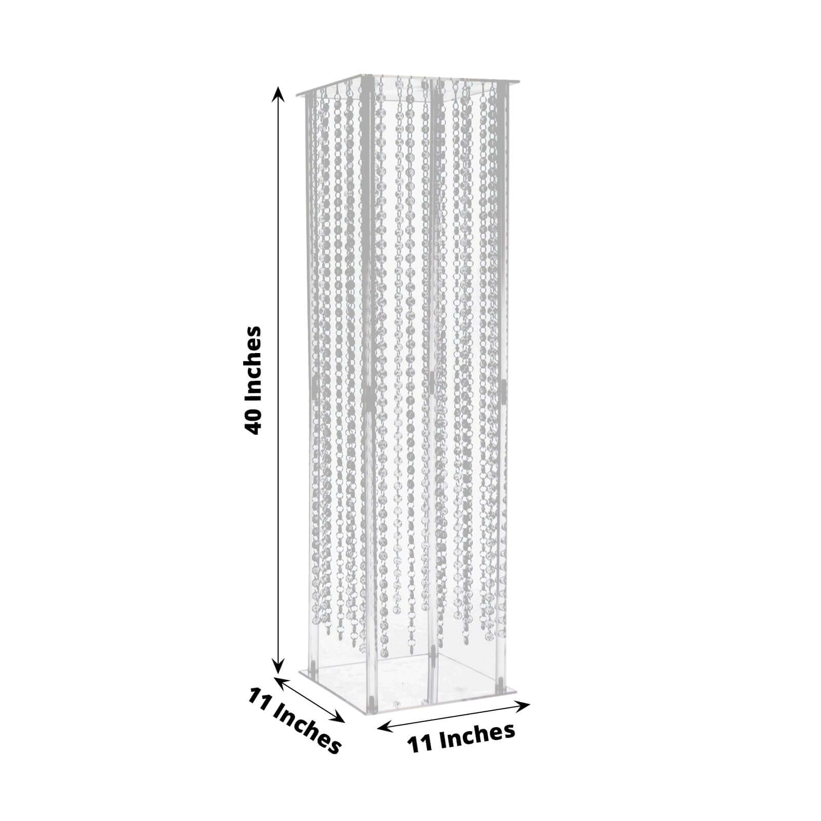 Acrylic Flower Pedestal Vase Pillar Stand with Crystal Beads Clear - Stylish Wedding Floor Centerpiece 40"