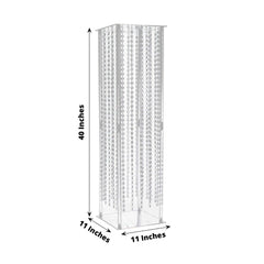 Acrylic Flower Pedestal Vase Pillar Stand with Crystal Beads Clear - Stylish Wedding Floor Centerpiece 40"