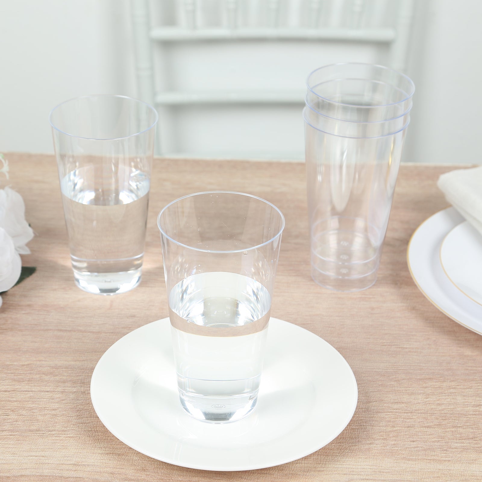 12-Pack Plastic Party Cups Clear - Durable Disposable Tumblers for Drinks 17oz 5.5"