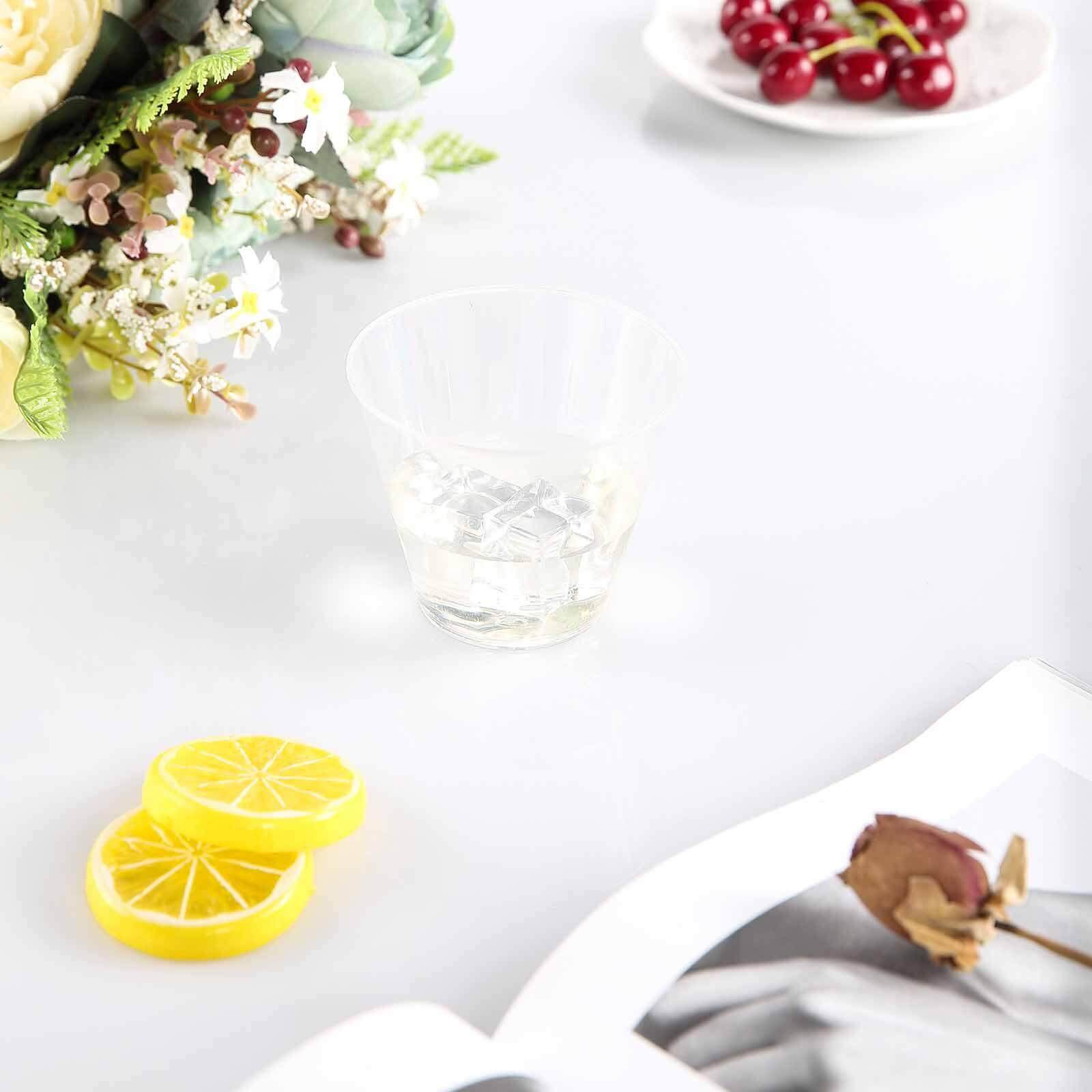 25-Pack Plastic Party Cups Clear Crystal - Stylish Short Disposable Glasses 9oz