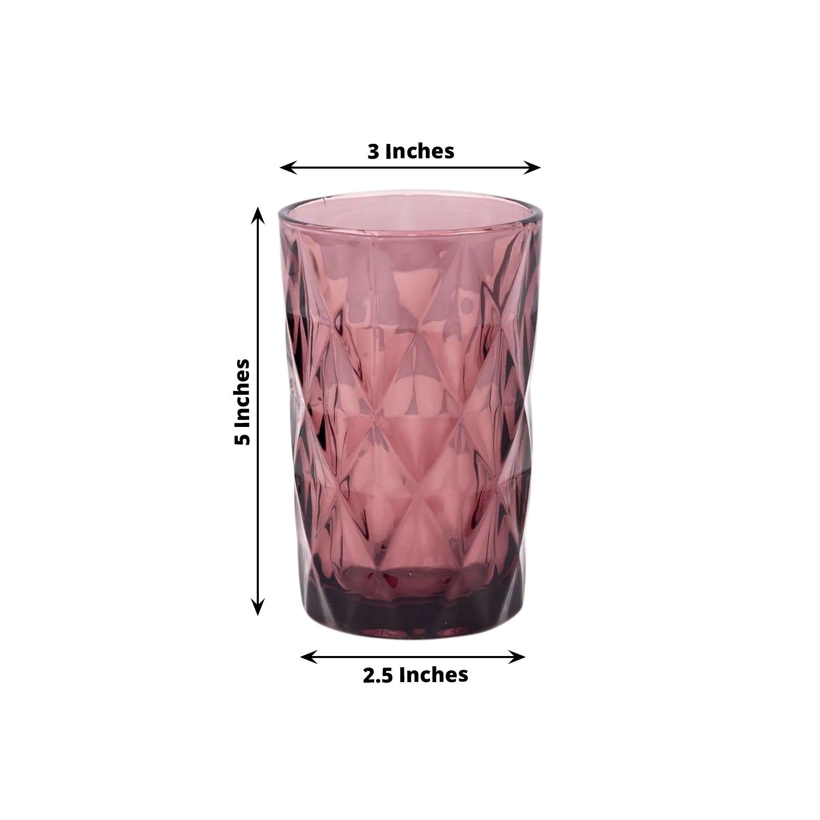 6-Pack Whiskey Glasses Dusty Rose Textured Crystal Cut Design with Heavy Base - Highball Tumblers for Parties & Events 12oz 5"