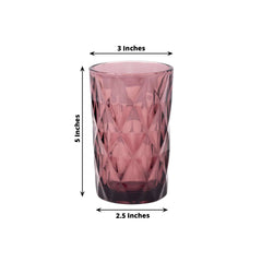 6-Pack Whiskey Glasses Dusty Rose Textured Crystal Cut Design with Heavy Base - Highball Tumblers for Parties & Events 12oz 5"