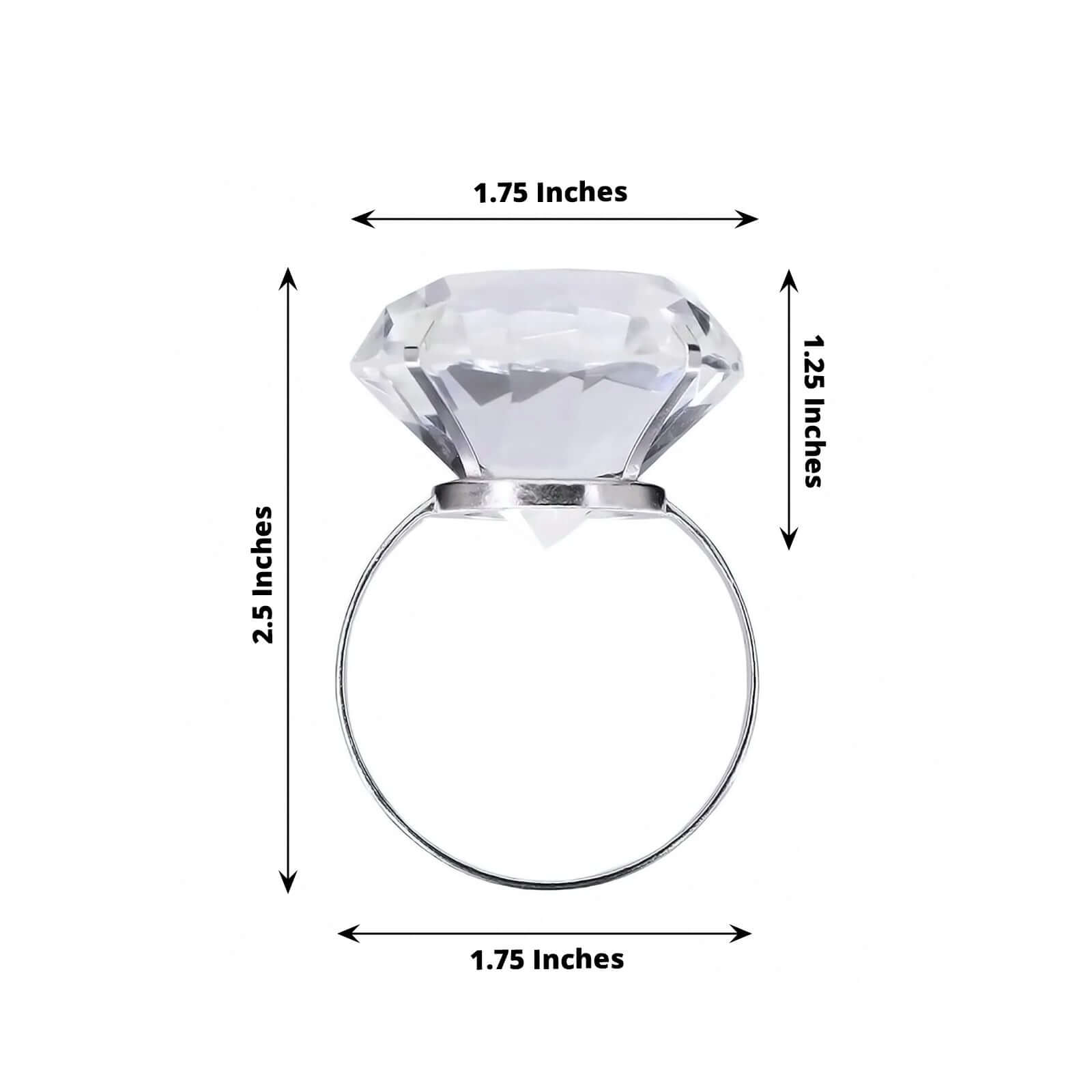 4 Pack Big Crystal Diamond Metal Napkin Holders, Bling Rhinestone Napkin Rings - 2.5"