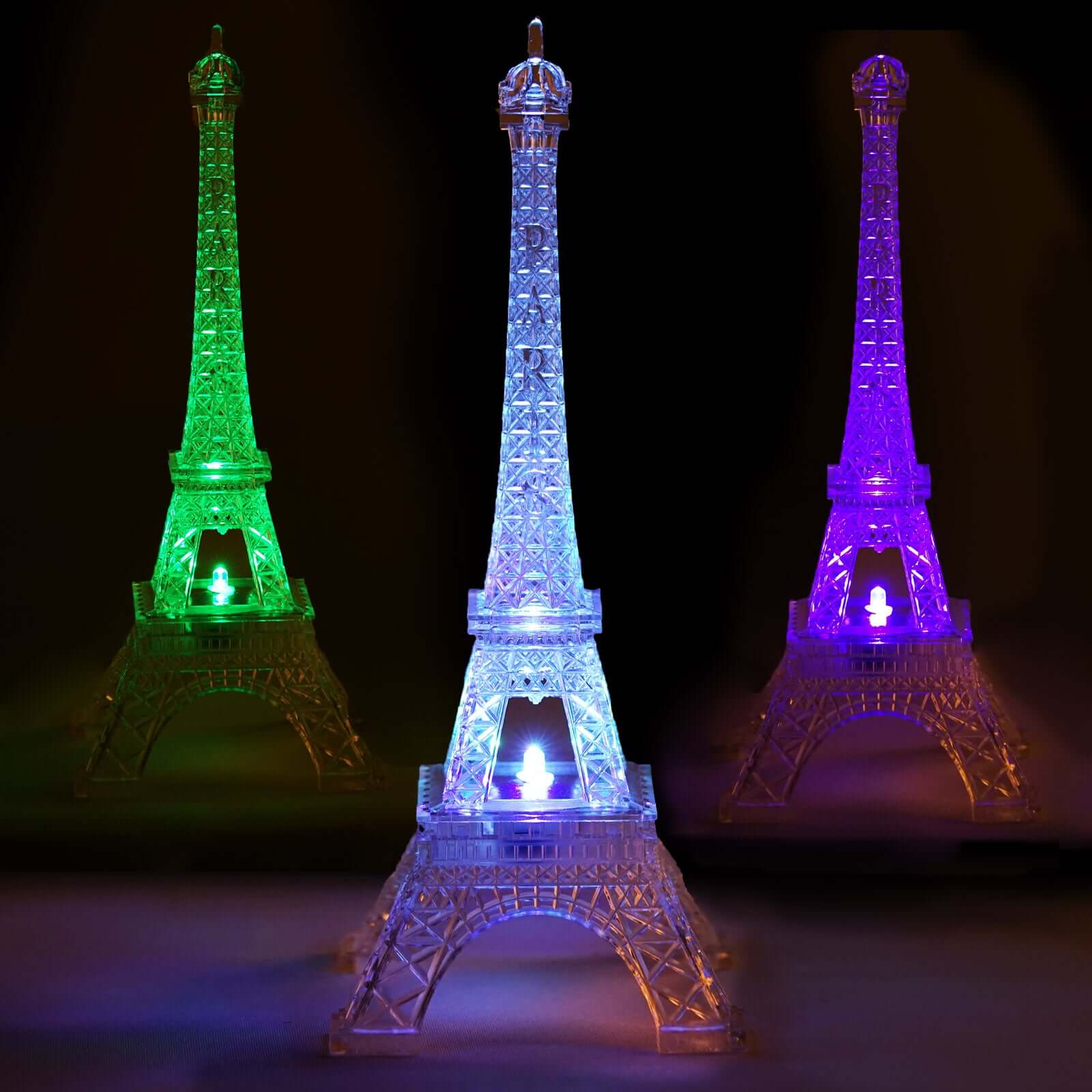 LED Centerpiece Eiffel Tower Design Color Changing - Light Up Night Party Decor 10"
