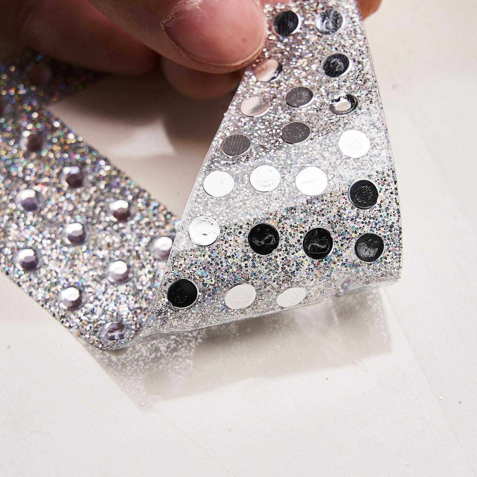Decorative Rhinestone Alphabet "V" Letter Stickers, Glitter Adhesive Craft Letters Silver DIY Sparkle Embellishments 8"