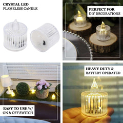 12 Pack Warm White LED Tealight Candles, Flameless Battery-Operated Tea Lights Column Style 2"