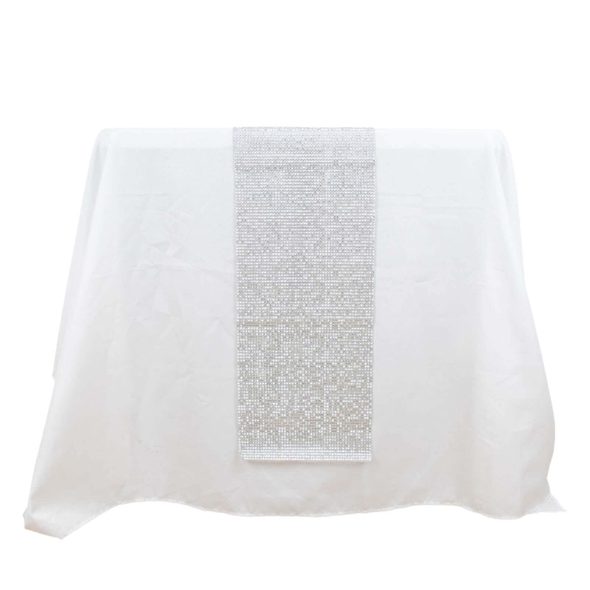 Crystal Rhinestone 10"x108" Table Runner Silver - Chic Diamond Accent