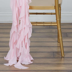 Chiffon Chair Sash with Curly Design Blush - Stylish Chair Decorations