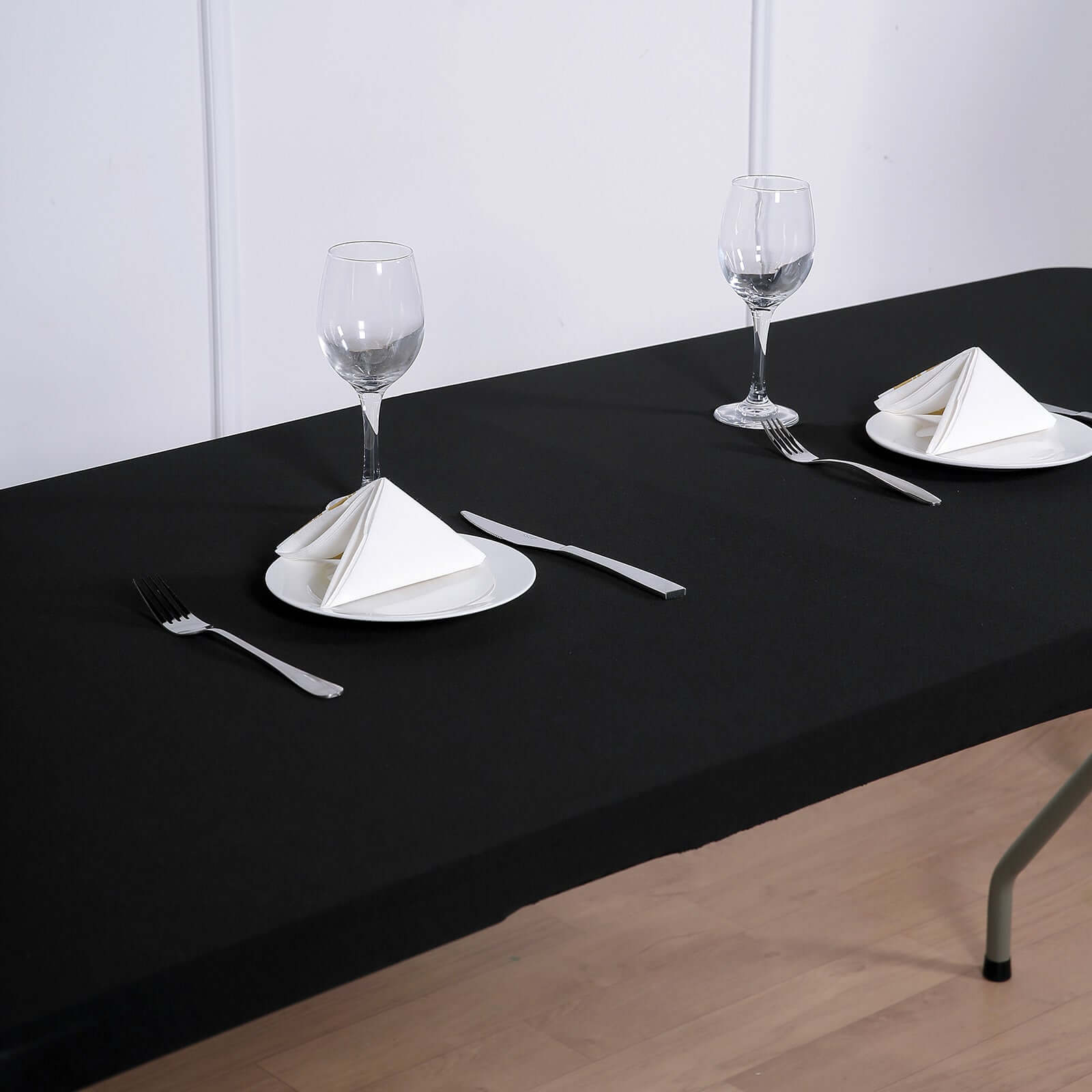 Spandex Rectangle 96"x30" Tablecloth Top Cover Black - Stretchy, Wrinkle Free & Fitted Table Topper