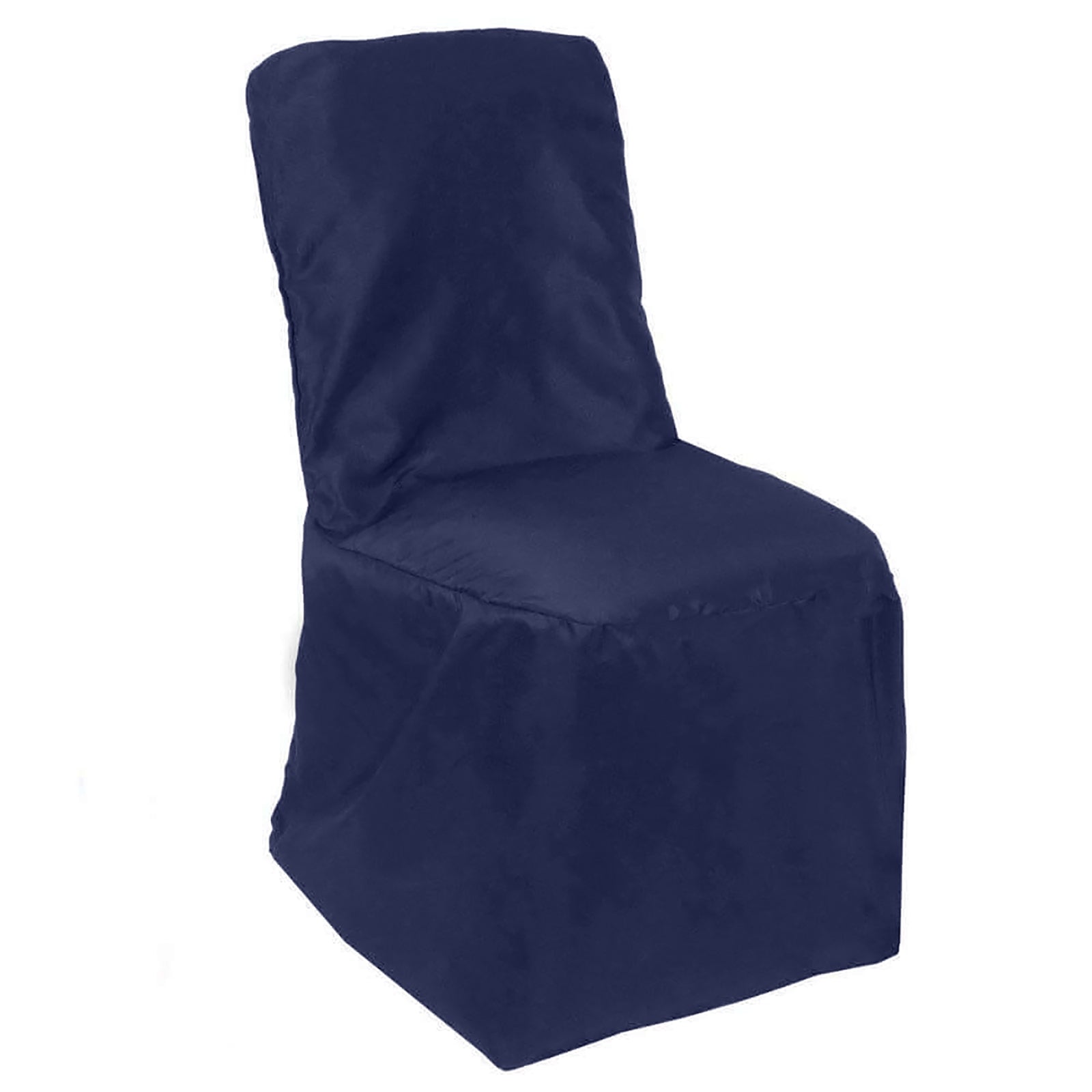 Polyester Chair Cover with Square Top for Banquet Chairs Navy Blue - Durable Reusable Slip-On Cover for Weddings & Parties