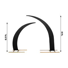 Set of 2 Black Spandex Half Crescent Moon Backdrop Stand Covers, Custom Fitted Wedding Arch Cover for Curved Arbor Flower Balloon Frame