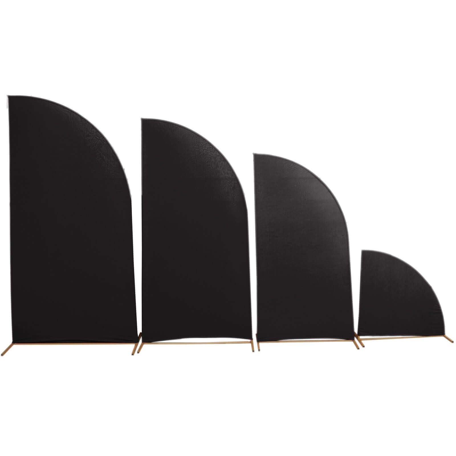 Set of 4 Matte Black Spandex Half Moon Chiara Backdrop Stand Covers, Custom Fitted Wedding Arch Covers - 2.5ft,5ft,6ft,7ft