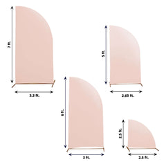 Set of 4 Matte Blush Spandex Half Moon Chiara Backdrop Stand Covers, Custom Fitted Wedding Arch Covers - 2.5ft,5ft,6ft,7ft