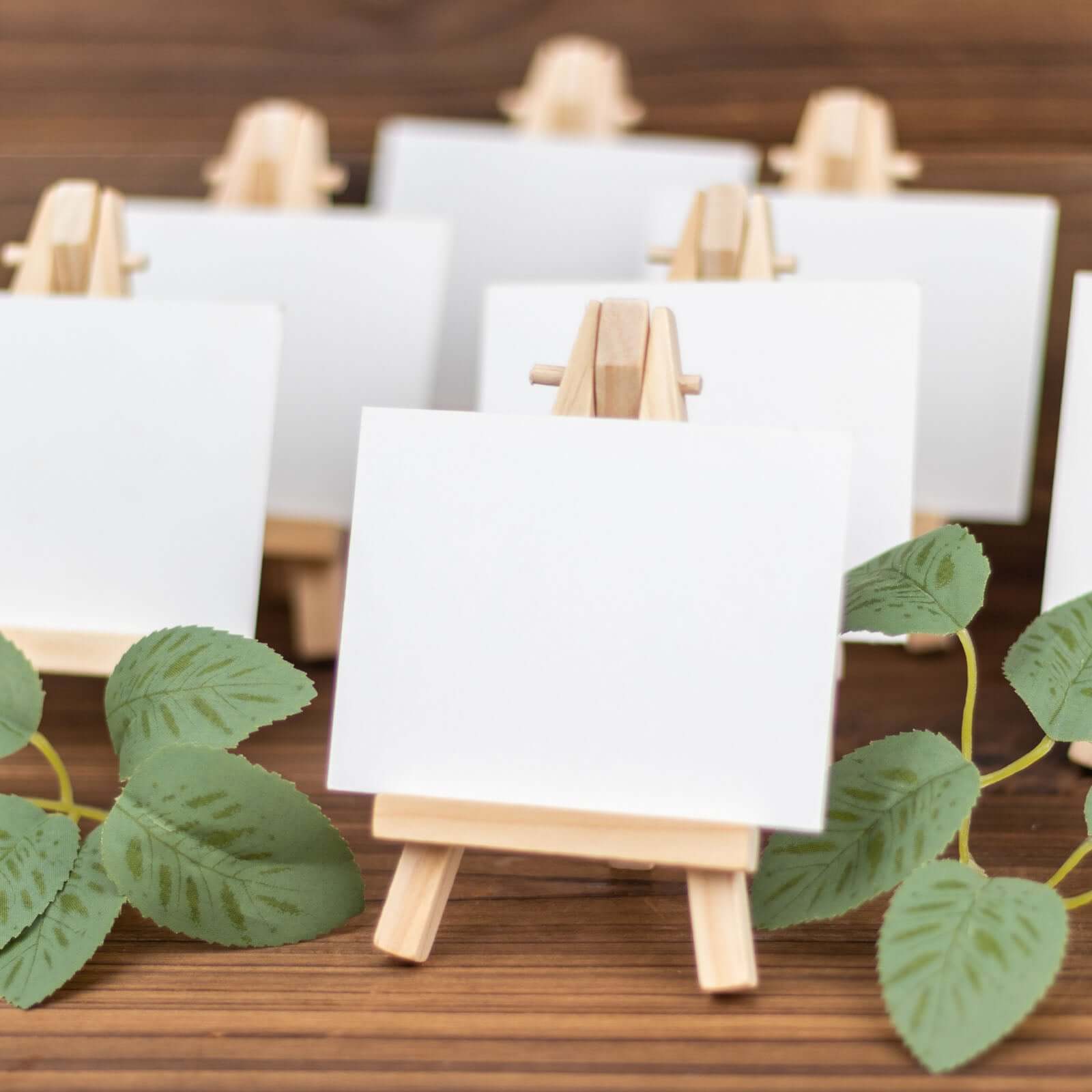 10-Pack Wooden Display Easel Stands DIY Mini Design Natural - Rustic Place Card Table Number Holders 5"