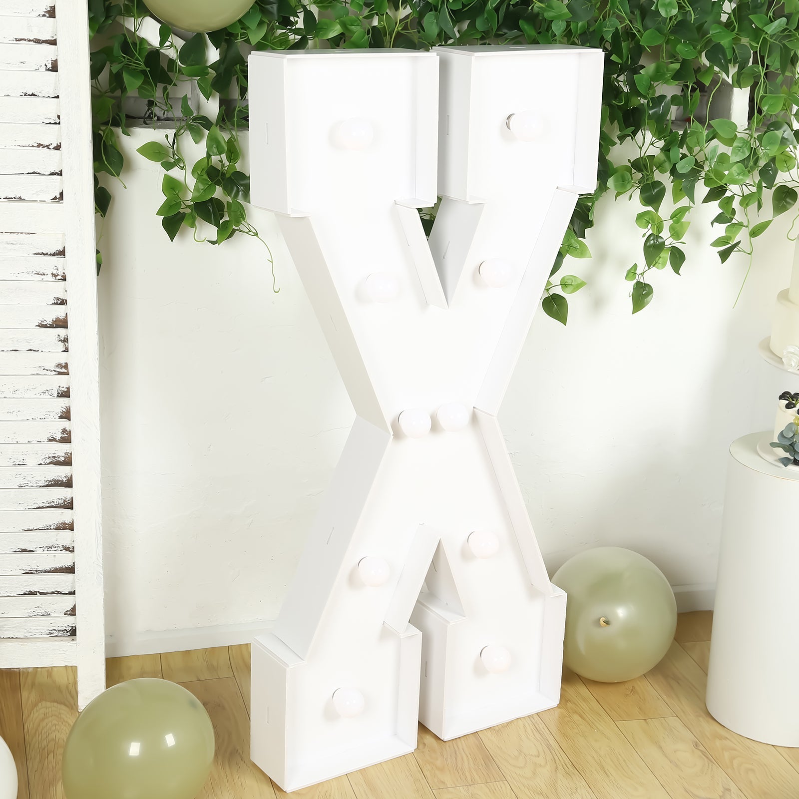 Giant LED Marquee Light Up Letter "X", White 4ft Pre-Cut Foam Board with 10 Warm White Battery Operated LEDs, Glue Gun and Sticks