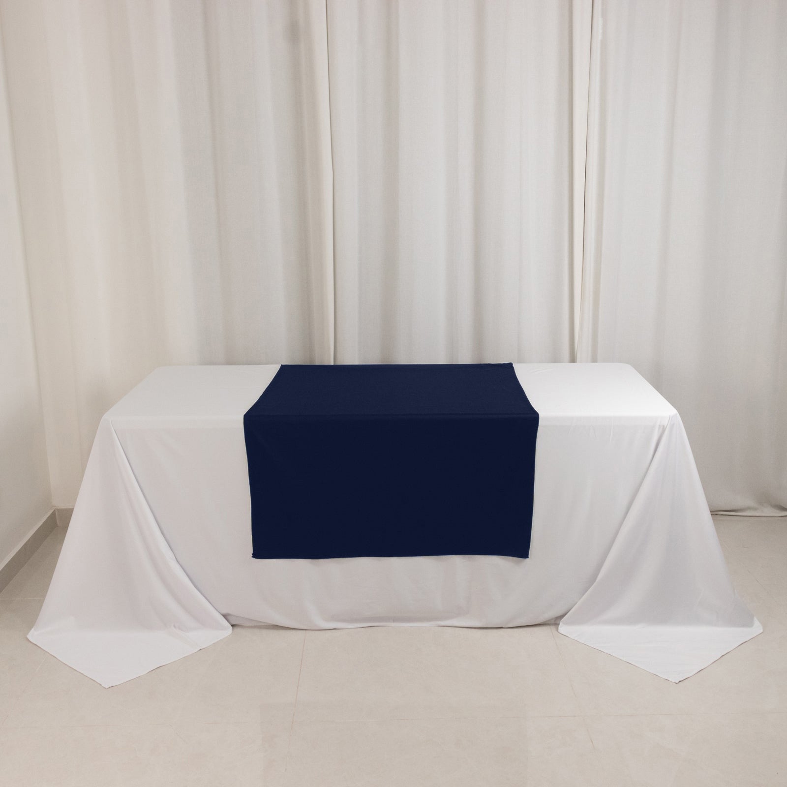 Wide Polyester 36"x72" Table Runner Navy Blue - Durable Trade Show Table Linen