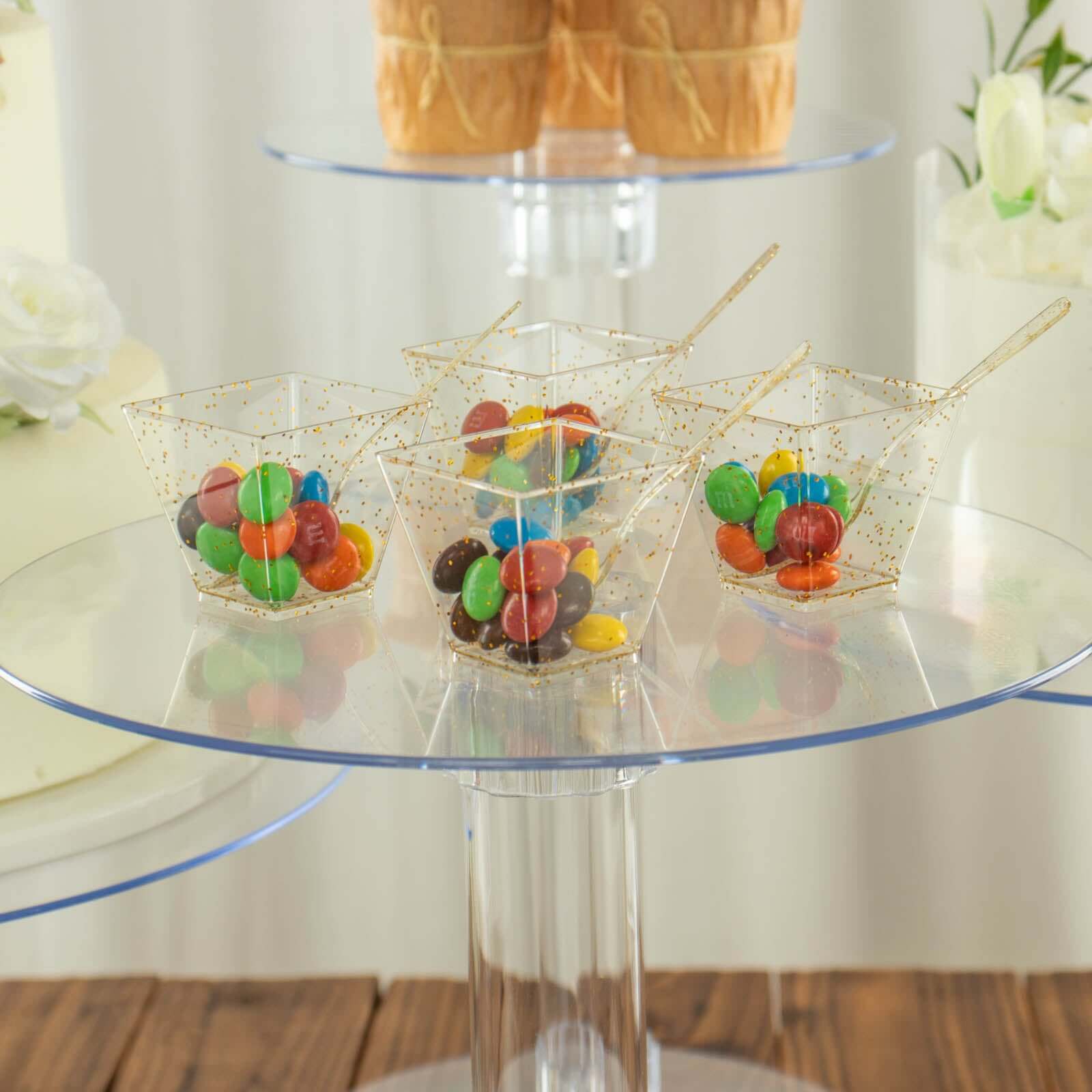 4-Tier Acrylic XL Cake Stand Set Clear - Assorted Sizes for Buffet Party Tables