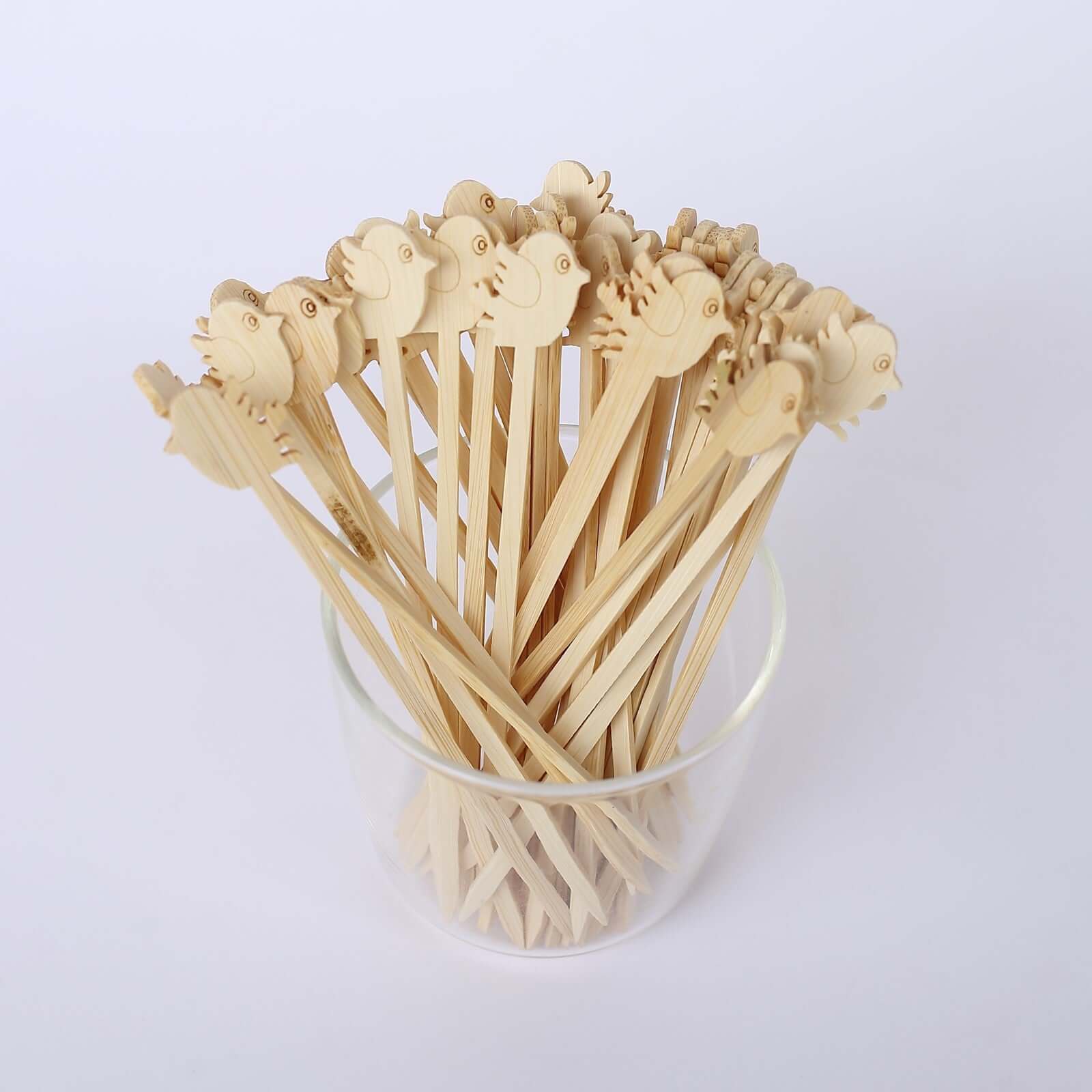 100-Pack Bamboo Cocktail Sticks Bird Design Eco Friendly Natural - Biodegradable Fruit Appetizer Party Picks 5"