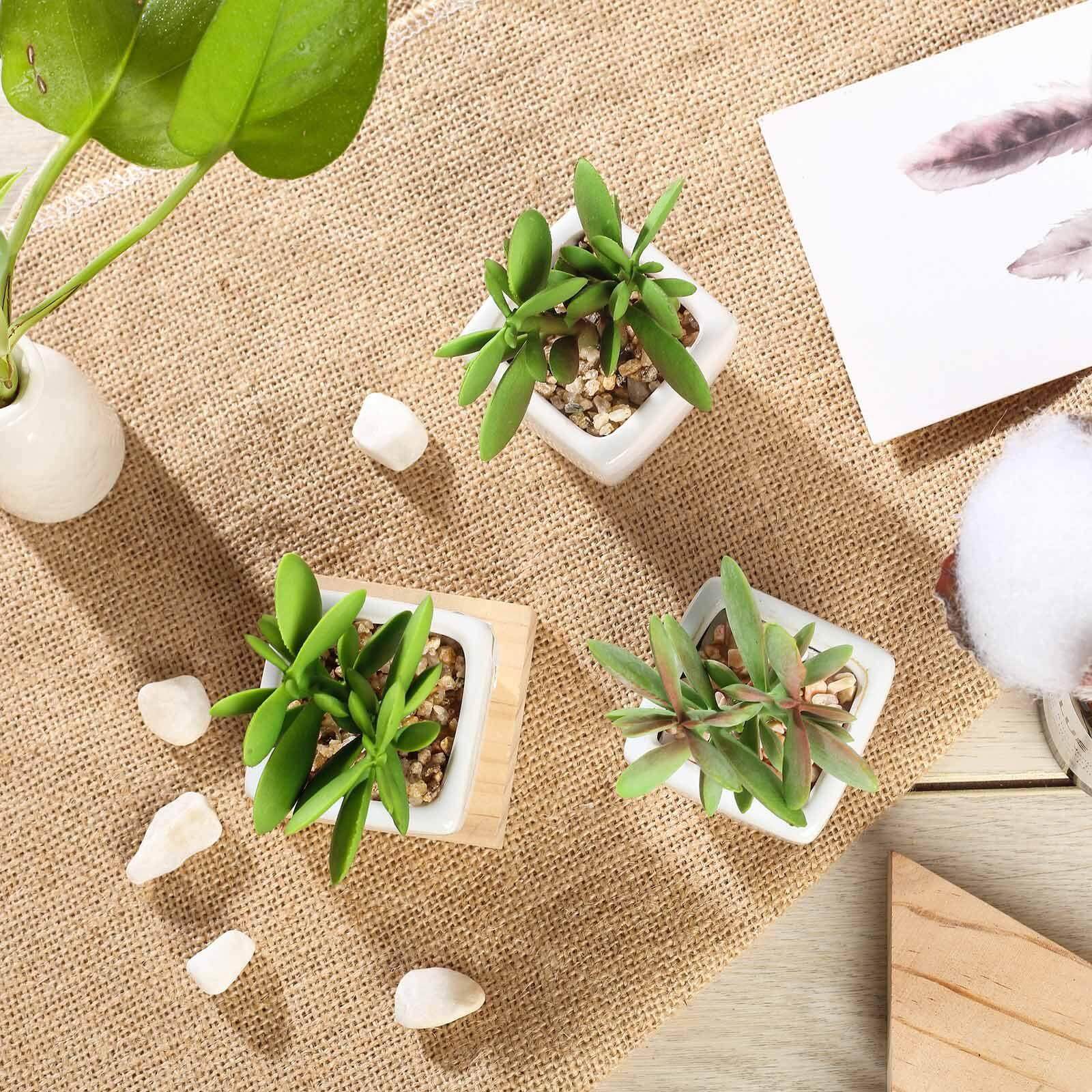 3-Pack Mini Jade Artificial Succulents in Ceramic Pots - Lifelike Decorative Faux Plants for Home Office & Event Design 3"