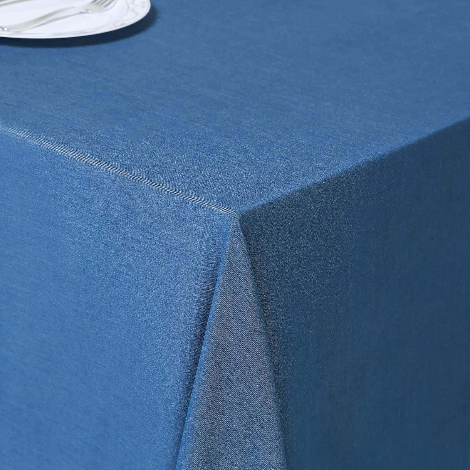 Polyester 90"x132" Rectangle Tablecloth Dark Blue - Seamless Faux Denim Design for Classy Celebrations
