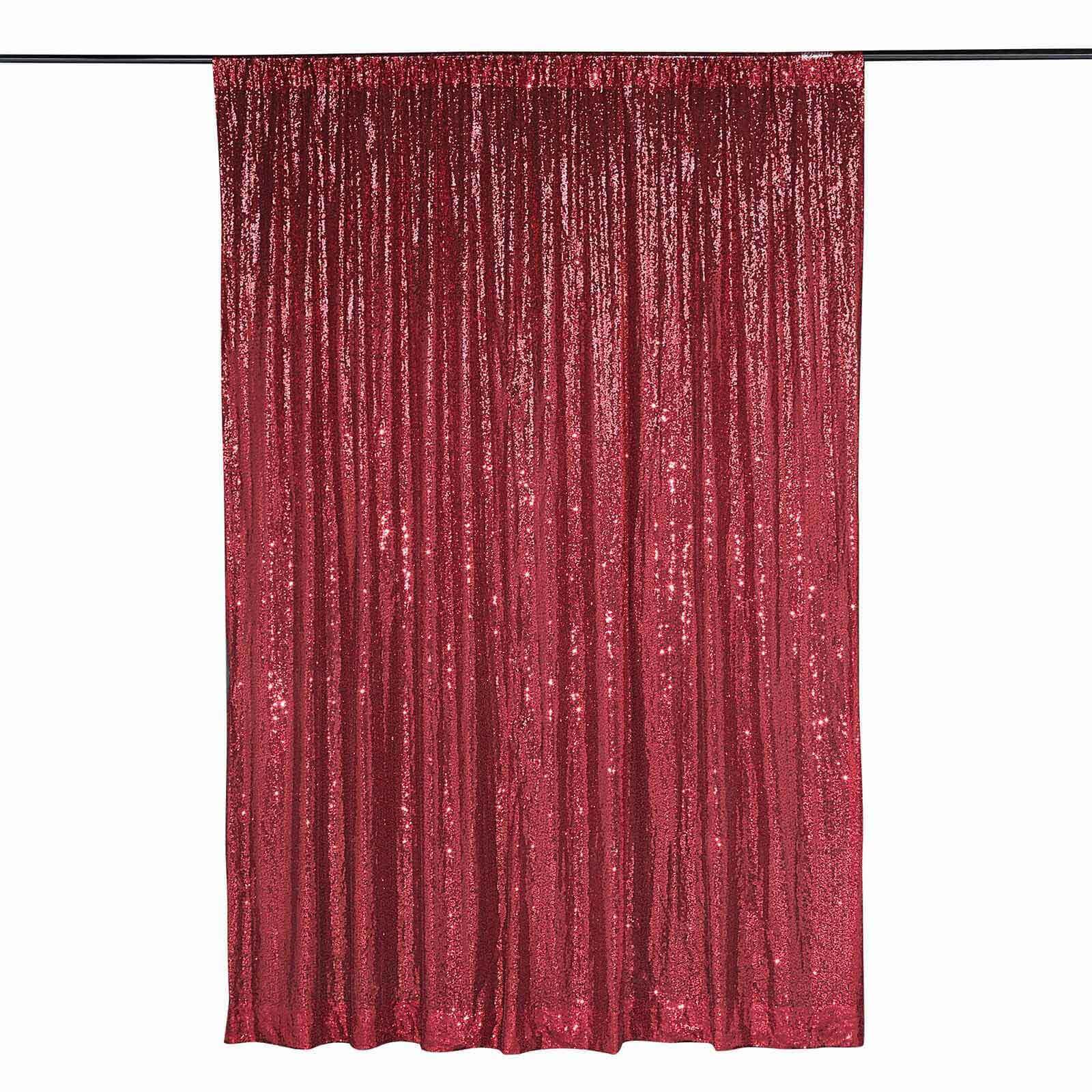 8ftx8ft Burgundy Sequin Event Curtain Drapes, Backdrop Event Panel