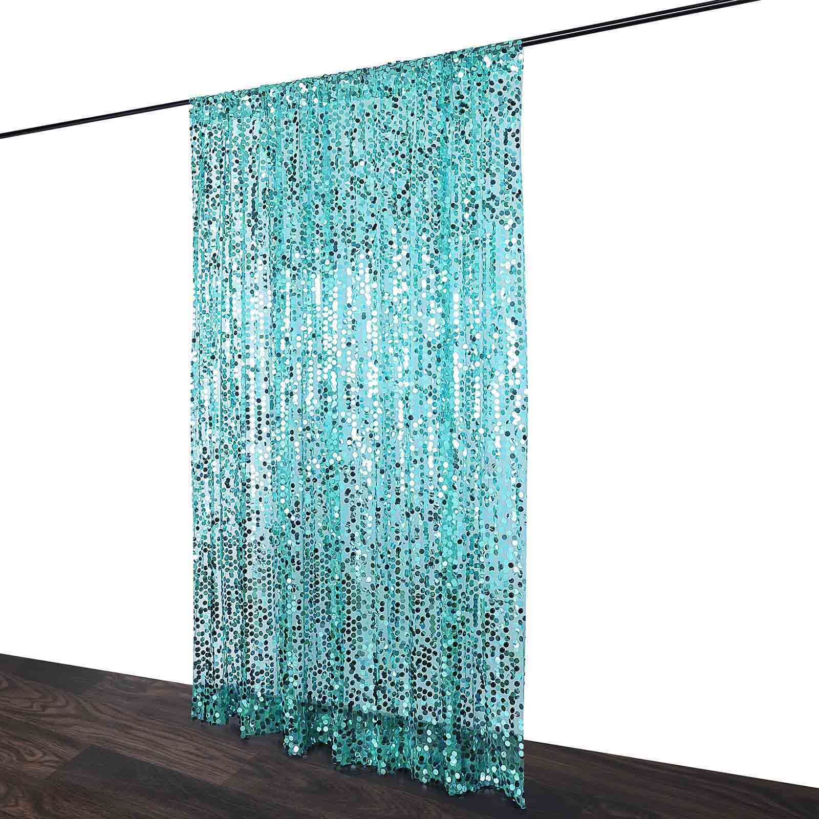 8ftx8ft Turquoise Big Payette Sequin Event Curtain Drapes, Backdrop Event Panel