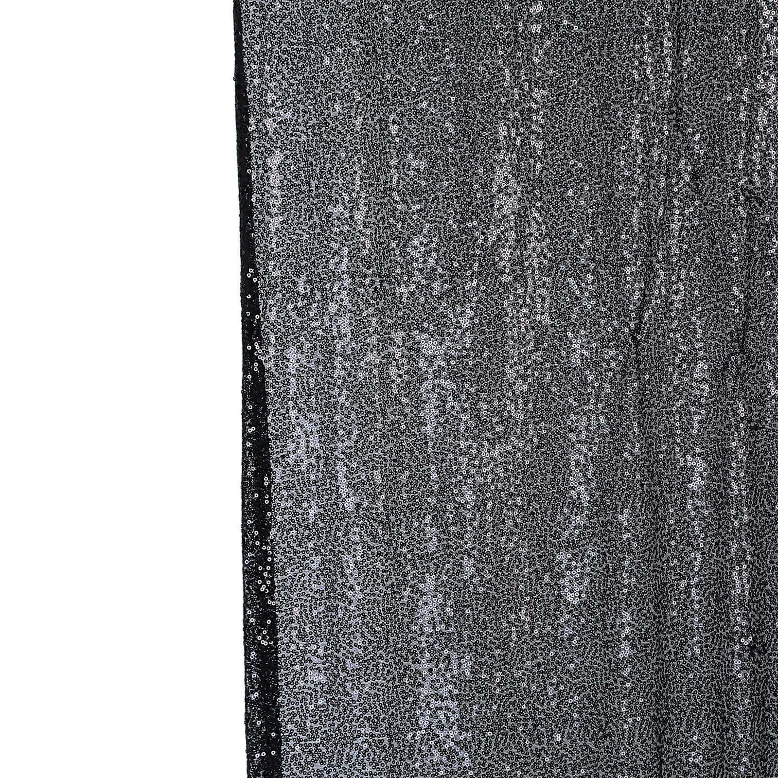 8ftx8ft Black Sequin Event Curtain Drapes, Backdrop Event Panel