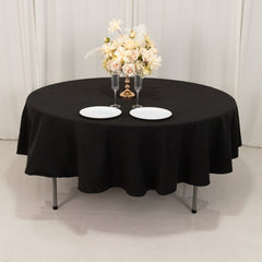 Cotton Blend 90" Round Tablecloth Black - Wrinkle-Resistant Table Cover