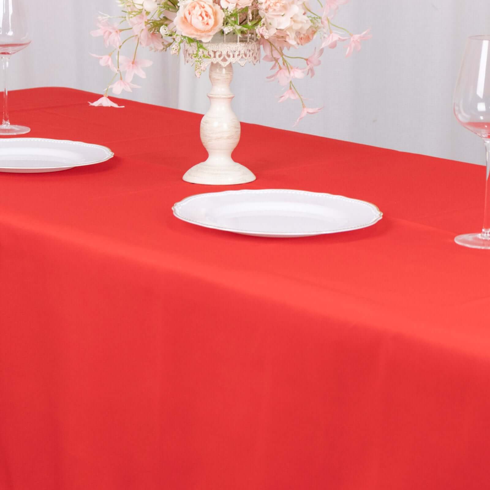 Premium Polyester 60"x102" Rectangle Tablecloth Red - Durable 220GSM Wrinkle-Resistant Table Cover