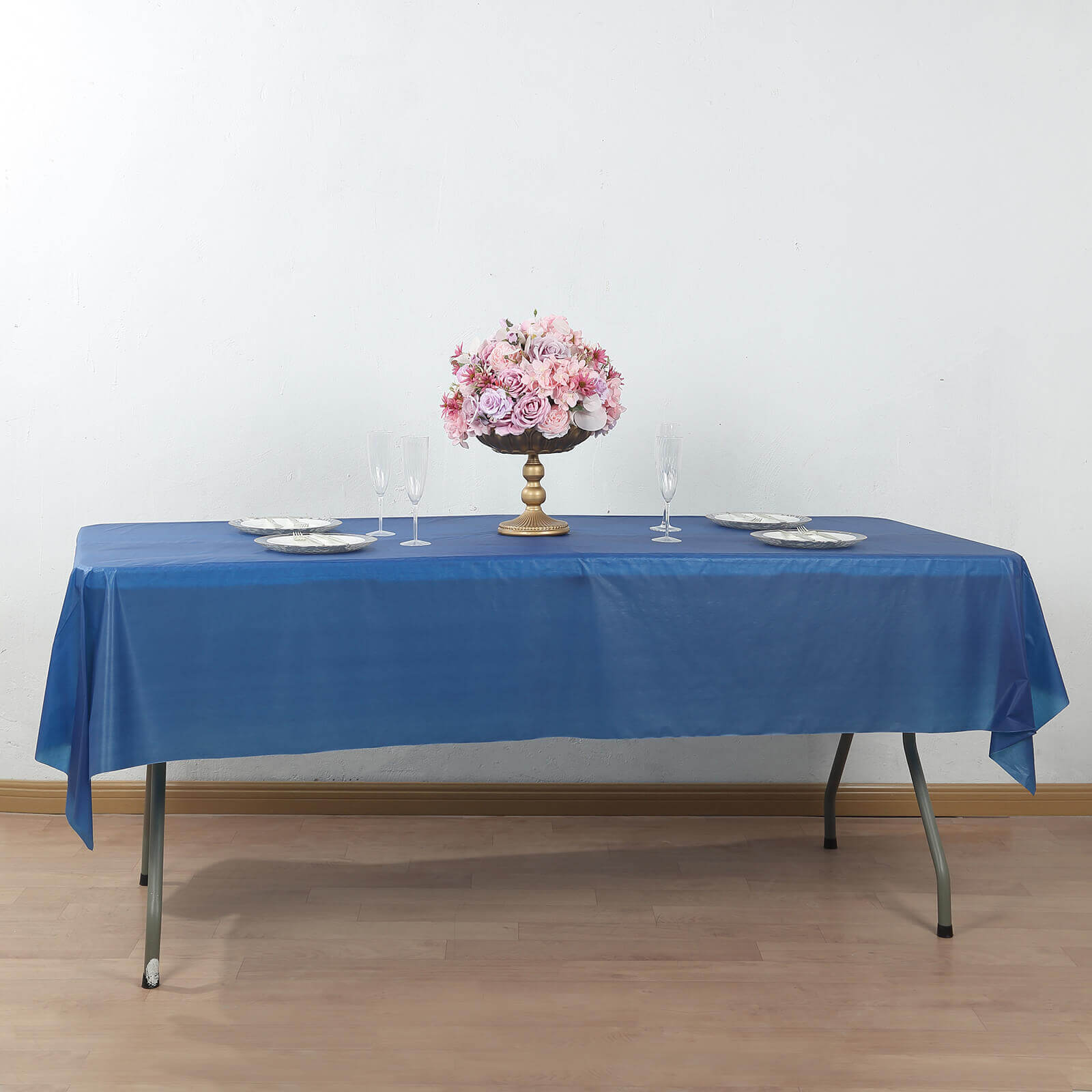 Plastic Table Cover Roll Navy Blue with Slide Cutter - Customizable Disposable Tablecloth Roll 54"x300ft