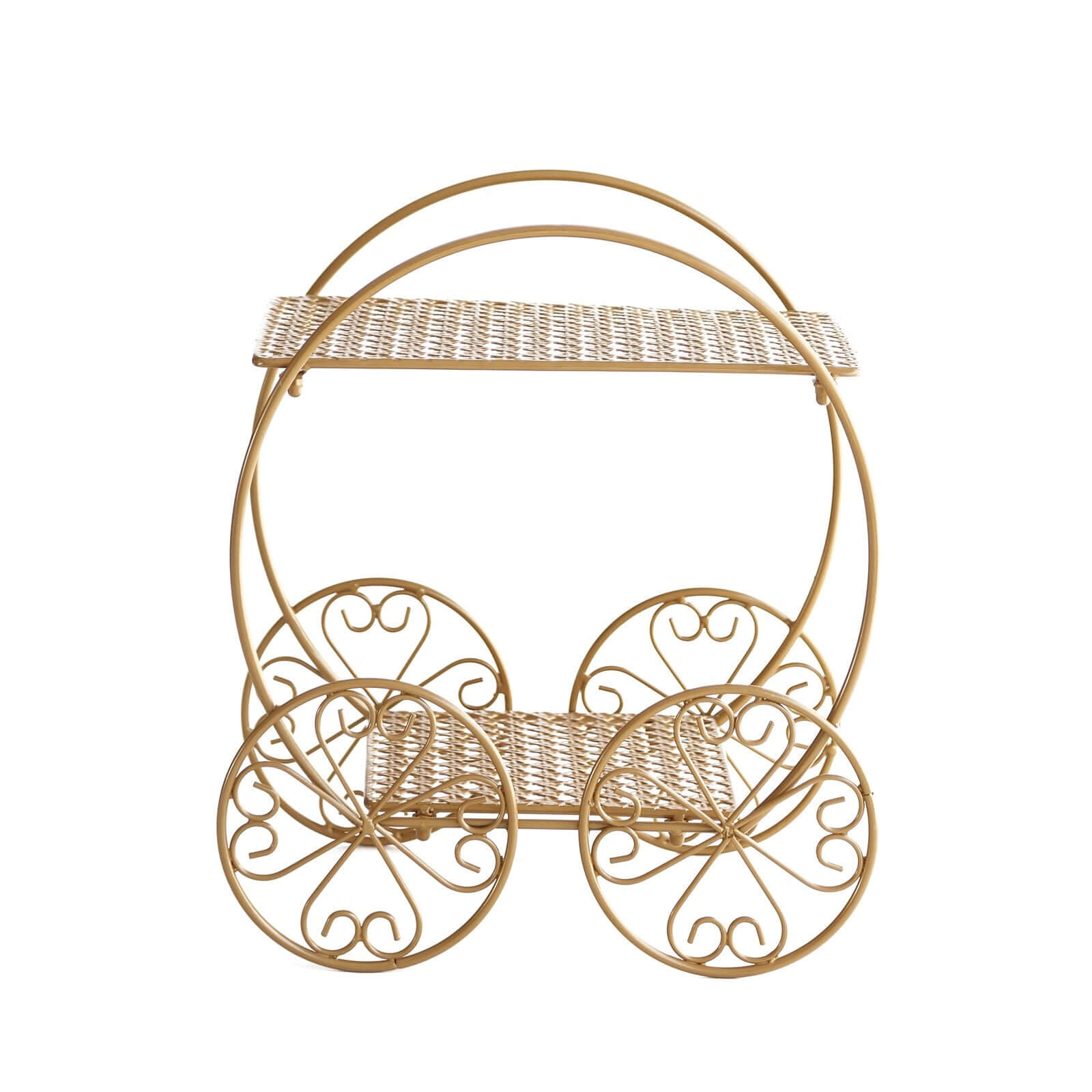 2-Tier Metal Cupcake Dessert Display Stand Gold - Sophisticated Cinderella Carriage Wedding Cake Stand Centerpiece for Fairytale Themes & Princess Parties 14"
