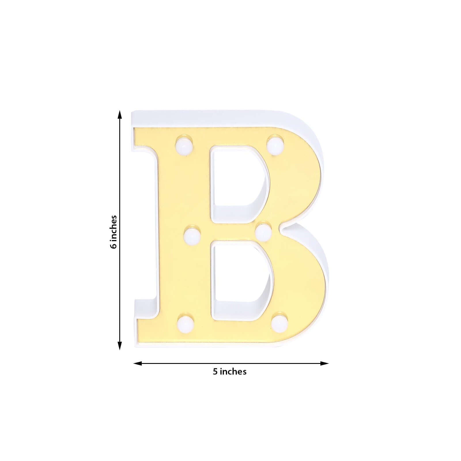 3D Marquee Letter "B" Warm White 6 LED Lights Gold - Chic Light-Up Decor for Events 6"