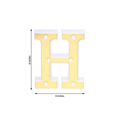 3D Marquee Letter "H" Warm White 6 LED Lights Gold - Chic Light-Up Decor for Events 6"
