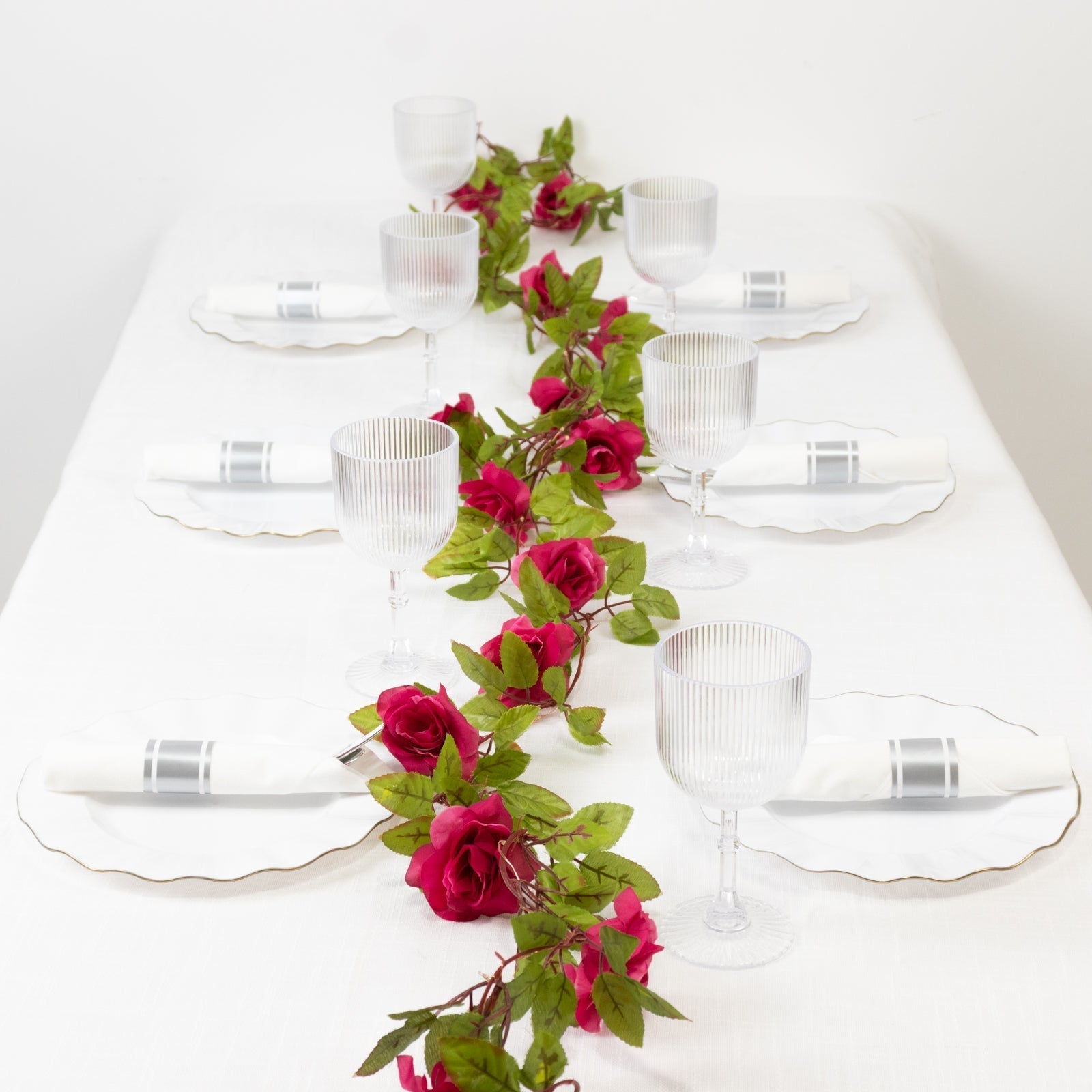 7ft 20 LED Red Silk Rose Flower Garland Vine String Lights, Warm White Battery Operated