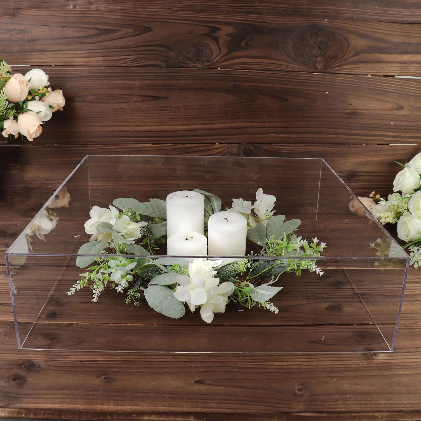 Acrylic Cake Box Stand Pedestal Riser Transparent Clear - Decorative Display for Weddings 18"x18"