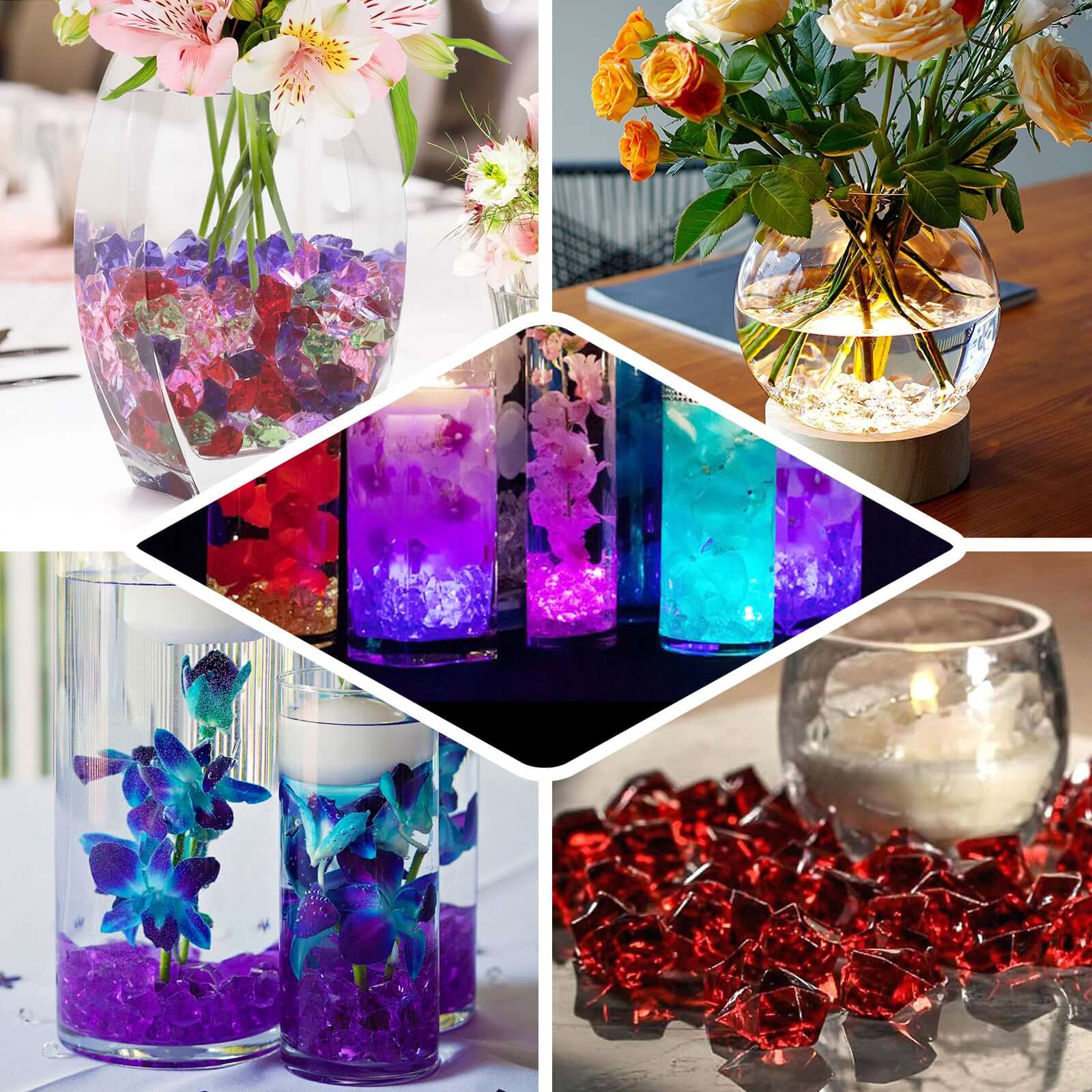 300 Pcs Acrylic Ice Bead Vase Fillers Large Clear - Stylish DIY Craft Crystals for Event Decor & Wedding Tables