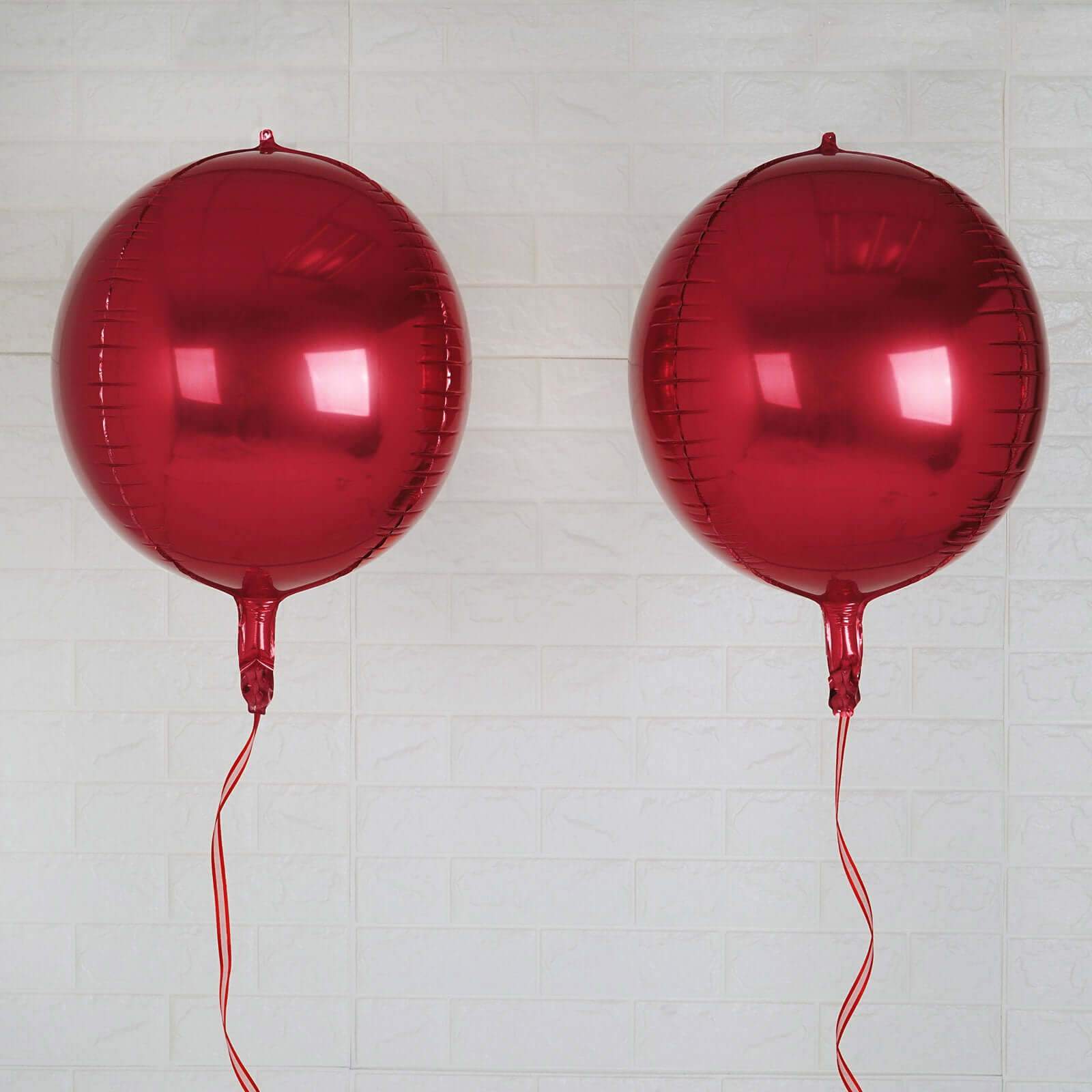 2 Pack 14" 4D Burgundy Sphere Mylar Foil Helium or Air Balloons