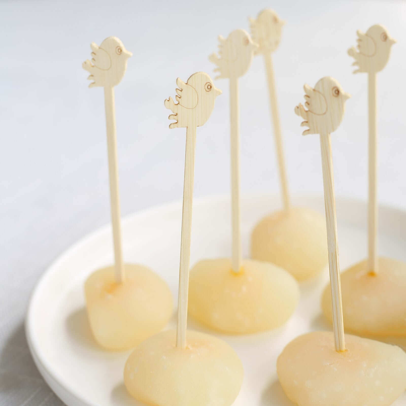 100-Pack Bamboo Cocktail Sticks Bird Design Eco Friendly Natural - Biodegradable Fruit Appetizer Party Picks 5"