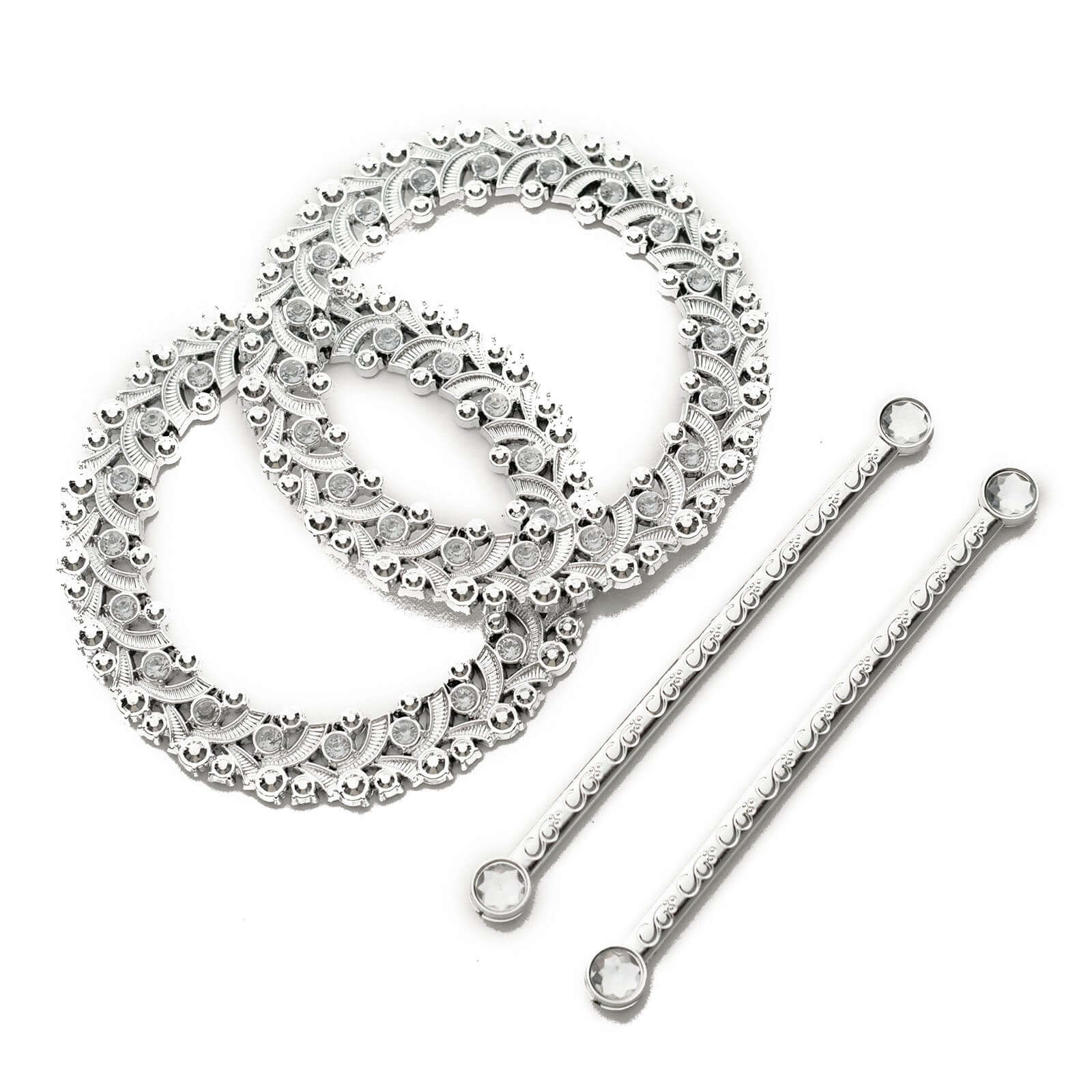 2 Pack 7" Silver Barrette Style Acrylic Crystal Curtain Tie Backs, Round Backdrop Drapery Brooch Holdbacks