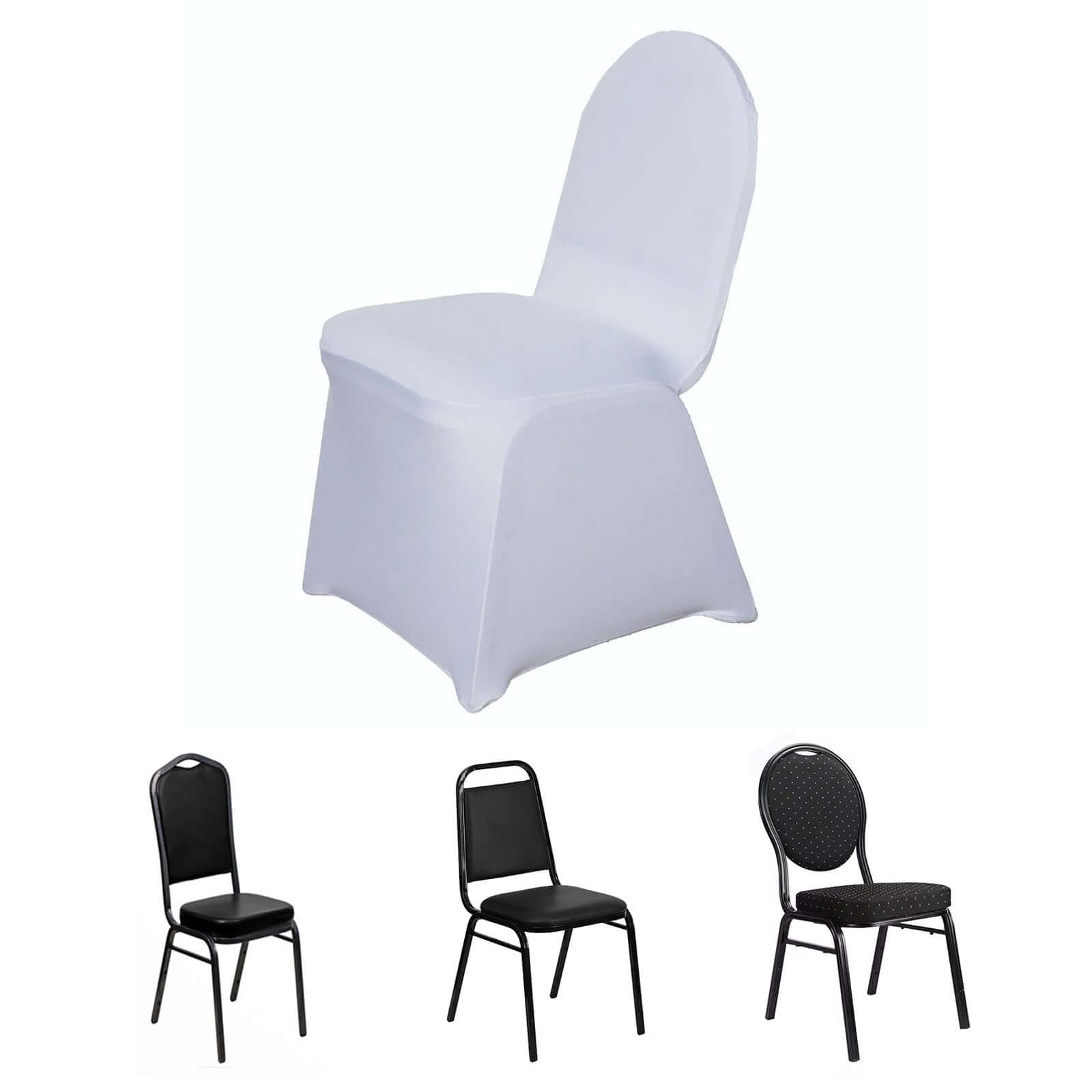 Spandex Chair Cover for Banquet Chairs White - Stylish Stretch 160GSM Fabric with Slip-On Slipcover for Sophisticated Gatherings