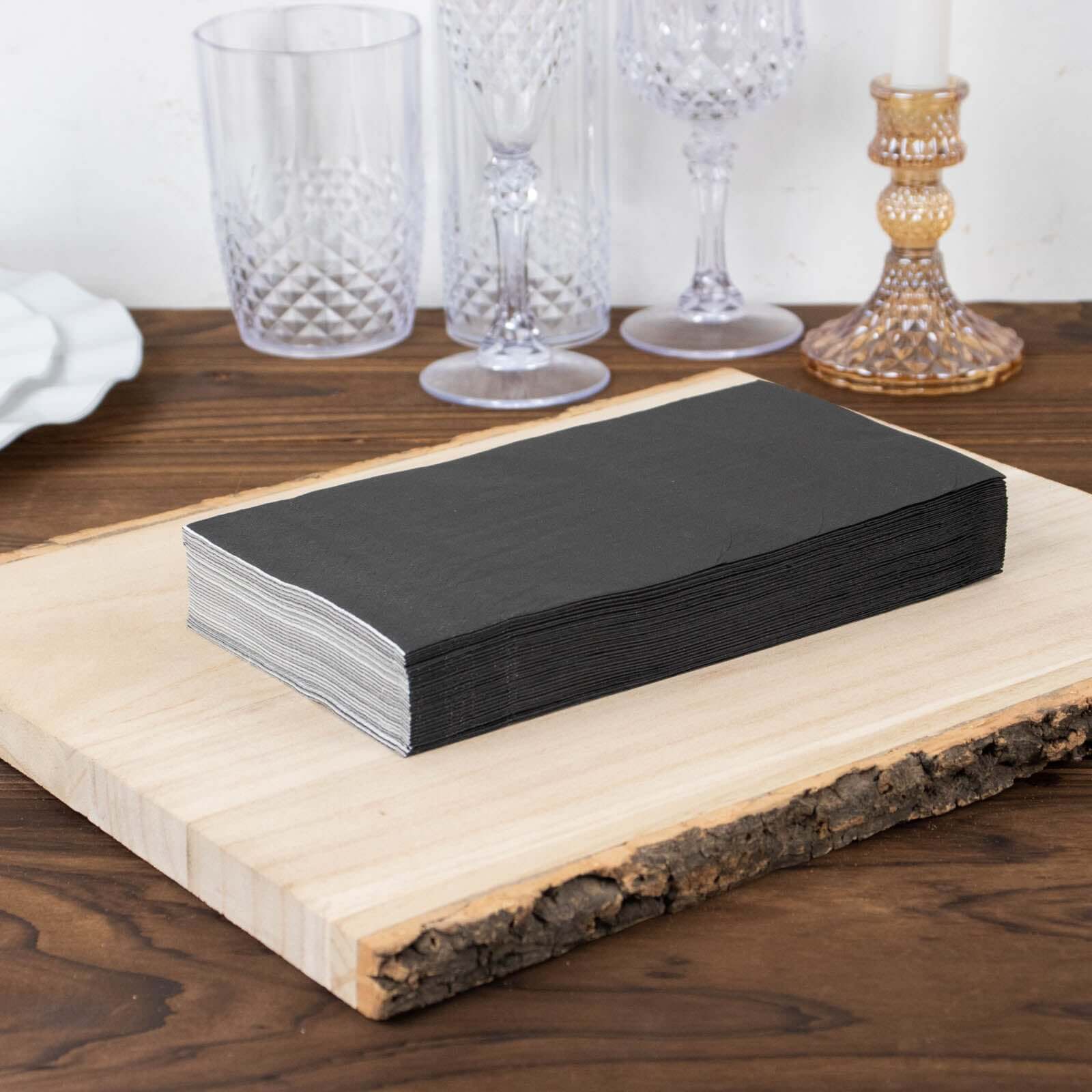 50-Pack Paper Napkins Black - Soft Disposable 2-Ply Dinner Napkins for Weddings