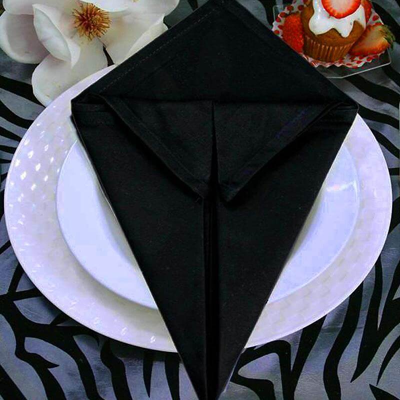5 Pack 100% Cotton 20"x20" Napkins Black - Commercial Grade Cloth Napkins