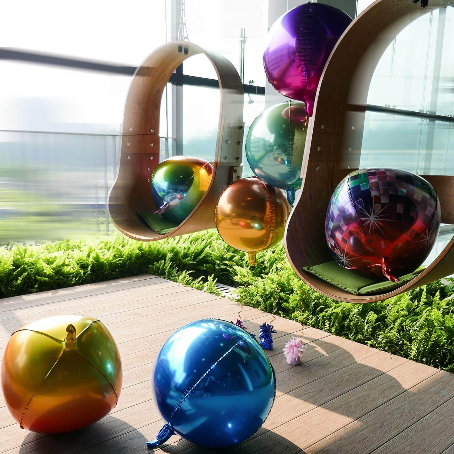 2 Pack 18" 4D Royal Blue Sphere Mylar Foil Helium or Air Balloons