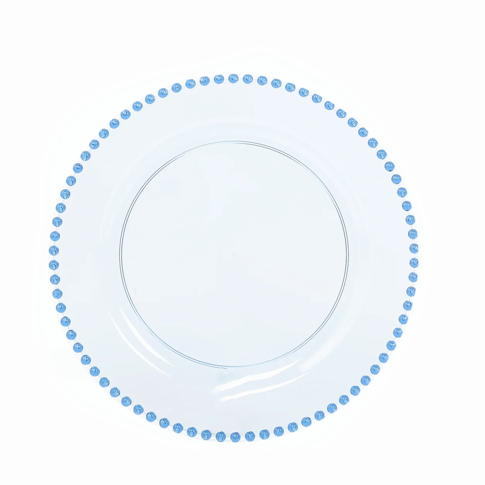 10-Pack Plastic 10" Round Dinner Plates in Transparent Dusty Blue with Beaded Rim - Disposable Party Plates for Banquets & Festive Occasions